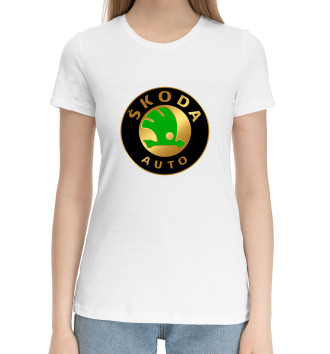 Женская Хлопковая футболка Skoda Gold