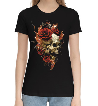 Женская Хлопковая футболка Skull & Roses