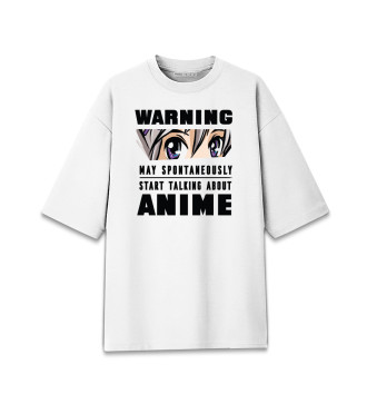 Мужская Хлопковая футболка оверсайз Warning Anime