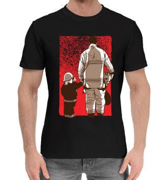Мужская Хлопковая футболка Пожарный