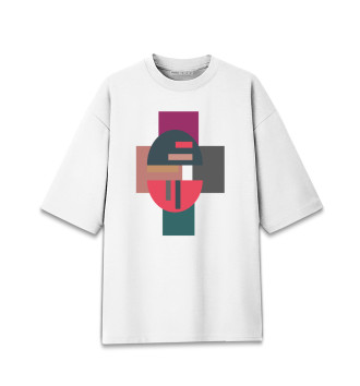 Мужская Хлопковая футболка оверсайз Геометричный крест