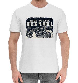 Мужская Хлопковая футболка Ride to live rock'n roll
