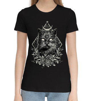 Женская Хлопковая футболка Dark Cat