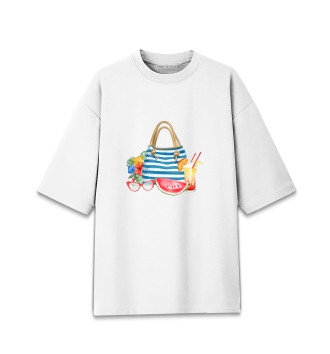 Мужская Хлопковая футболка оверсайз Пляжная сумка