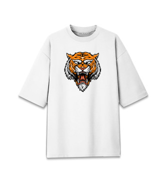 Женская Хлопковая футболка оверсайз Злой тигр