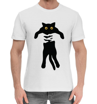 Мужская хлопковая футболка Кот в руках