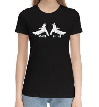 Женская Хлопковая футболка Вороны Одина