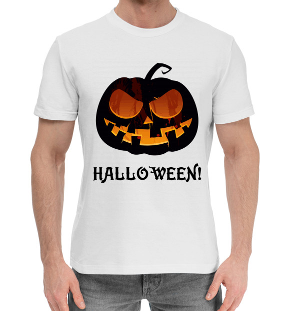 Мужская хлопковая футболка с изображением Pumpkin цвета Белый
