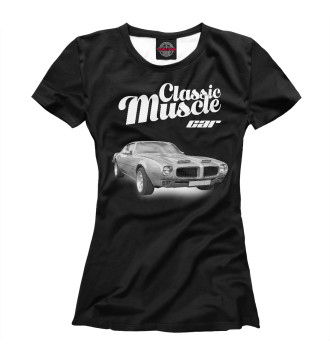Женская Футболка Classic muscle car (черный фон)