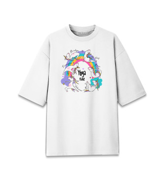 Женская Хлопковая футболка оверсайз Единороги