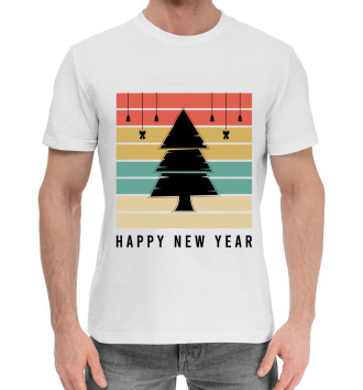 Мужская Хлопковая футболка Happy new year
