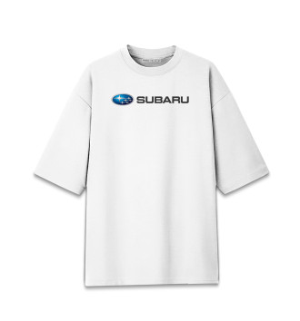 Женская Хлопковая футболка оверсайз Subaru