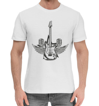 Мужская Хлопковая футболка Гитара с крыльями