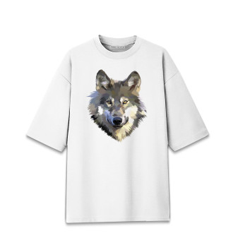 Мужская Хлопковая футболка оверсайз Волк