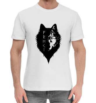 Мужская Хлопковая футболка Волк Одина