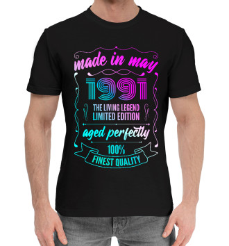 Мужская Хлопковая футболка Made In May 1991 Vintage Neon