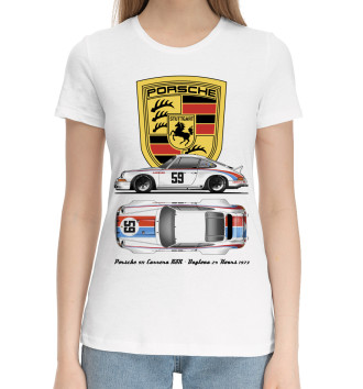 Женская Хлопковая футболка Porsche 911 Carrera