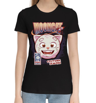 Женская Хлопковая футболка Лунный кот