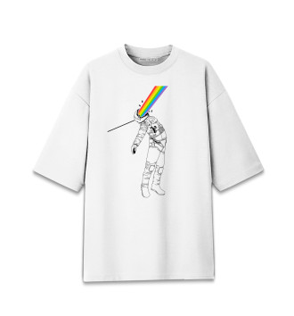 Женская Хлопковая футболка оверсайз Космическая радуга