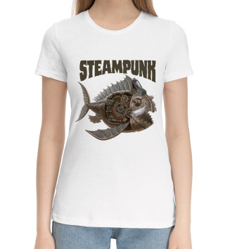 Женская Хлопковая футболка Рыболет стимпанк