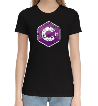 Женская Хлопковая футболка C Sharp Grunge Logo