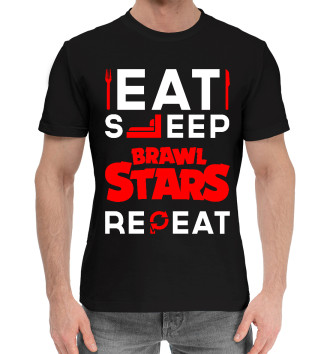 Мужская Хлопковая футболка Eat Sleep Brawl Stars Repeat красный