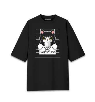 Женская Хлопковая футболка оверсайз Bad Cat