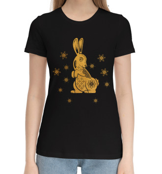 Женская Хлопковая футболка Золотой кролик