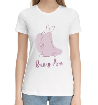 Женская Хлопковая футболка Кролик мама