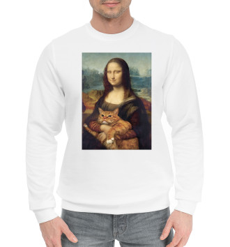 Мужской Хлопковый свитшот Мона Лиза и толстый кот