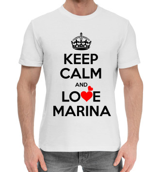 Мужская Хлопковая футболка Будь спокоен и люби Марина