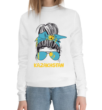 Женский Хлопковый свитшот Kazakhstan Girl