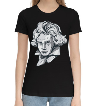 Женская Хлопковая футболка Бетховен