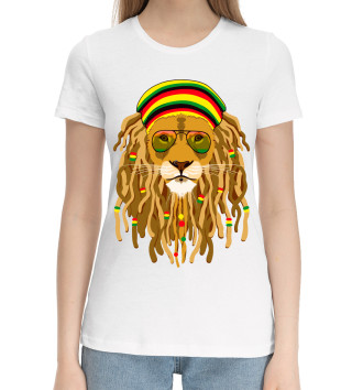 Женская Хлопковая футболка Ямайский лев