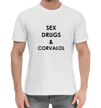 Мужская Хлопковая футболка Sex drugs
