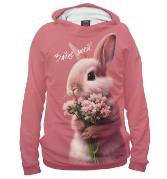 Худи для мальчиков Розовый кролик с цветами