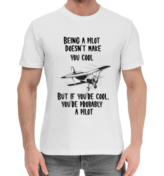Мужская Хлопковая футболка Быть пилотом