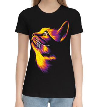 Женская Хлопковая футболка Умный кот