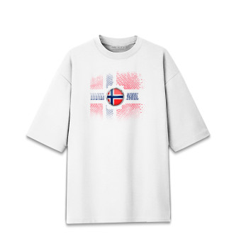 Мужская Хлопковая футболка оверсайз Флаг Норвегии