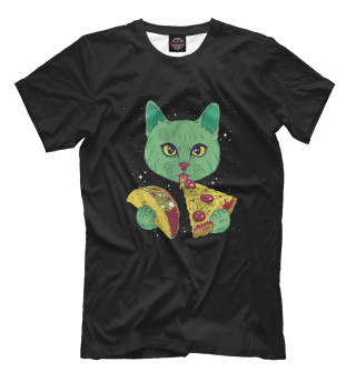 Мужская футболка Cat Eating Pizza and Taco