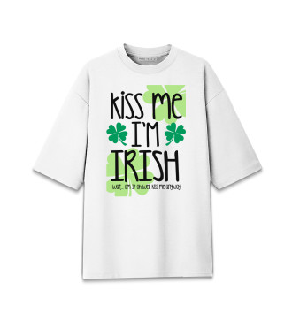 Мужская Хлопковая футболка оверсайз Kiss me I'm Irish