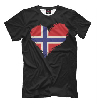 Мужская Футболка Сердце Норвегии (флаг)