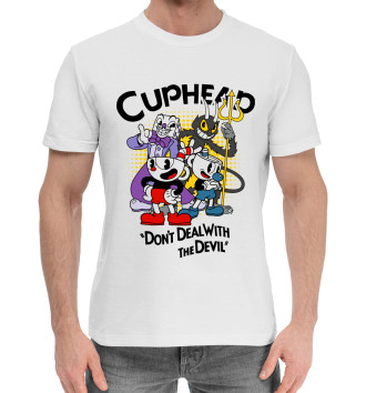 Мужская Хлопковая футболка Cuphead, главный герои