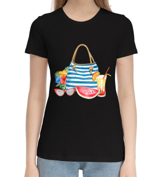 Женская Хлопковая футболка Пляжная сумка