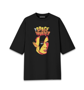 Женская Хлопковая футболка оверсайз David Bowie Space Invader