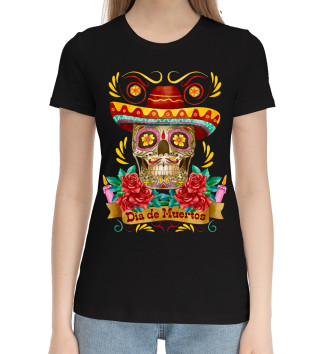Женская Хлопковая футболка Dia de Muertos