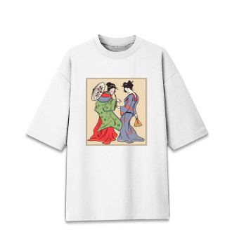Мужская Хлопковая футболка оверсайз Японские Гейши Укиё-э