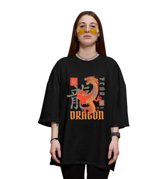 Хлопковая футболка оверсайз для девочек Dragon