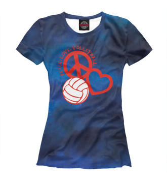 Женская Футболка Peace-Love-Volleyball