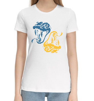 Женская Хлопковая футболка Головы Питонов - Python